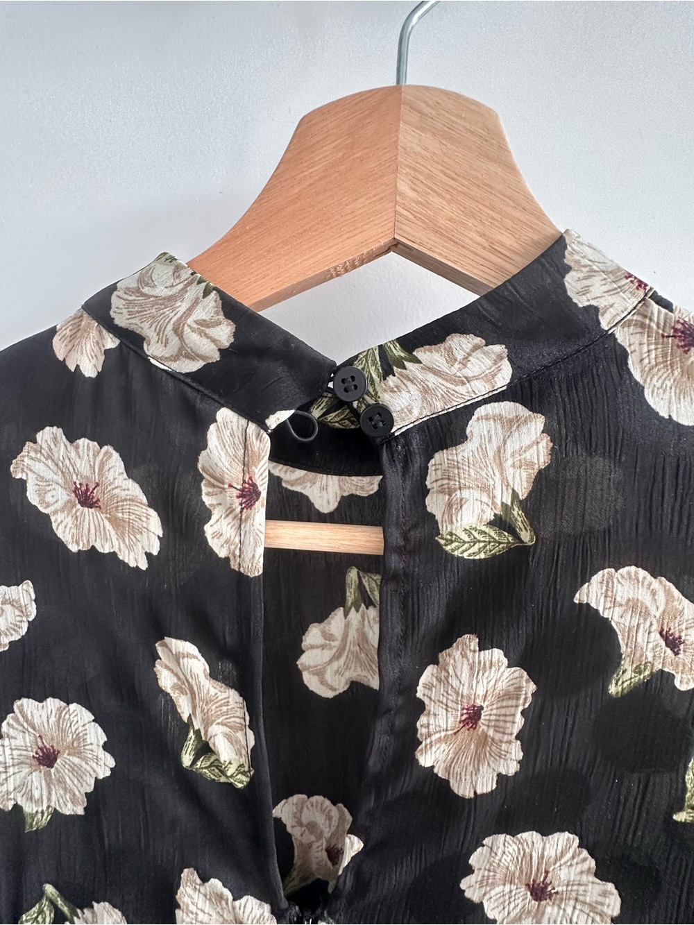 Zara Black Floral Long Sleeve Midi Dress - Picture 4 of 4